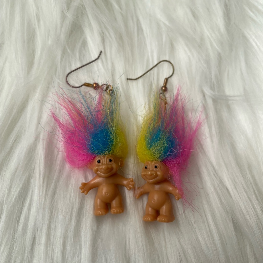 Vintage Rainbow Haired Trolls Earrings